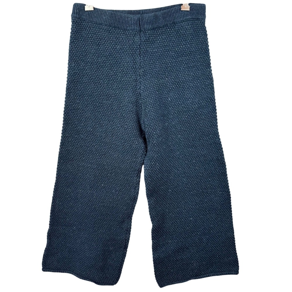 Free People FP Beach Knit Pants Womens Small‎ Blue Wide Leg Textured Loungewear